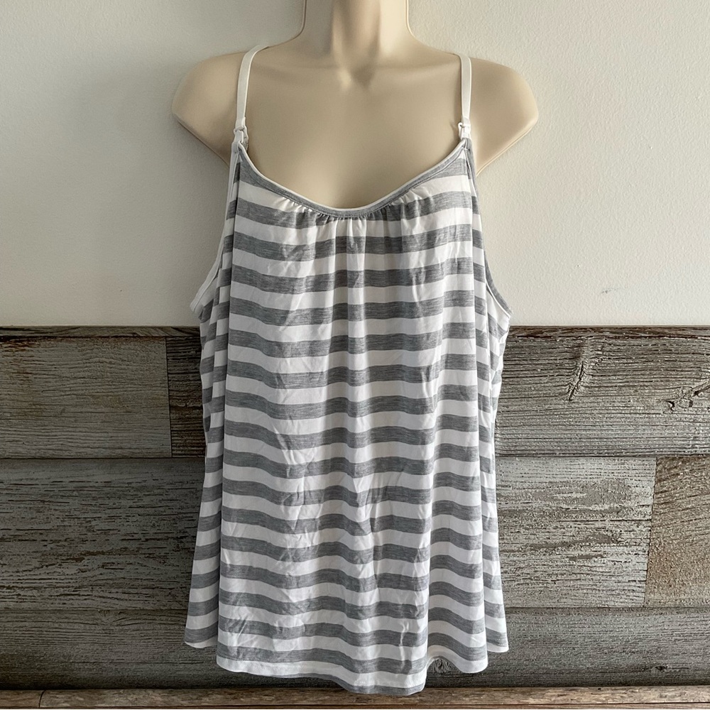OLD NAVY Maternity Womens Grey Striped Nursing Tank Size XL (J1)